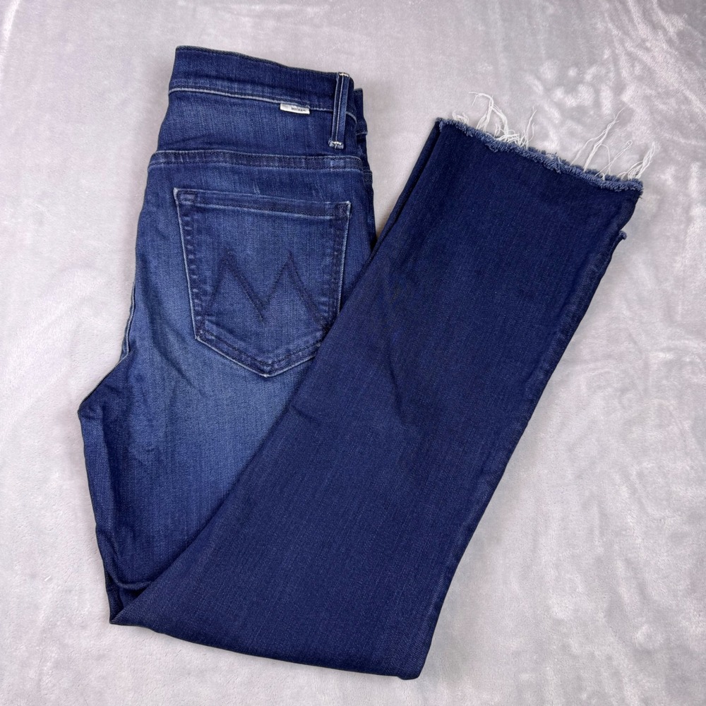 Mother The Insider Crop Step Fray Jeans Tongue In Chic Dark Wash 27 1157-625